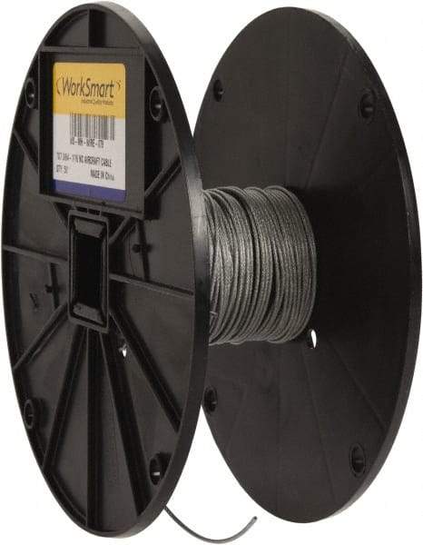 Value Collection - 1/16" x 3/64" Diam, Aircraft Cable - 270 Lb Breaking Strength, 7 x 7 Strand Core, Nylon Coating - Makers Industrial Supply