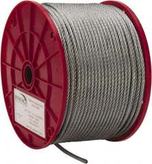 Value Collection - 3/16" Diam, Galvanized Steel Wire Rope - 4,200 Lb Breaking Strength, 7 x 19 Strand Core - Makers Industrial Supply