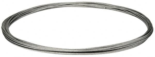 Value Collection - 3/16" Diam, Galvanized Steel Wire Rope - 4,200 Lb Breaking Strength, 7 x 19 Strand Core - Makers Industrial Supply