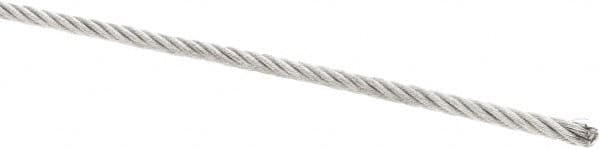 Value Collection - 1/8" Diam, Galvanized Steel Wire Rope - 2,000 Lb Breaking Strength, 7 x 19 Strand Core - Makers Industrial Supply