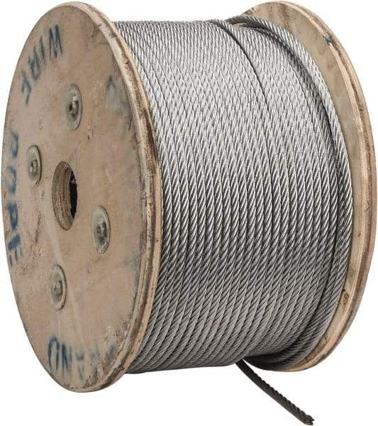 Value Collection - 1/4" Diam, Galvanized Steel Wire Rope - 7,000 Lb Breaking Strength, 7 x 19 Strand Core - Makers Industrial Supply