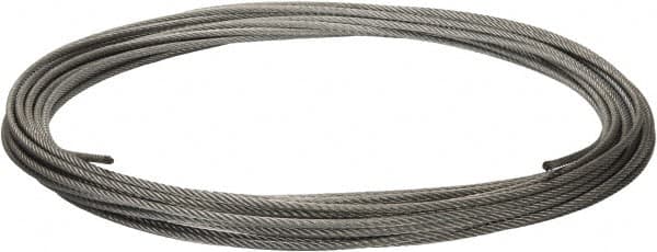 Value Collection - 1/4" Diam, Galvanized Steel Wire Rope - 7,000 Lb Breaking Strength, 7 x 19 Strand Core - Makers Industrial Supply