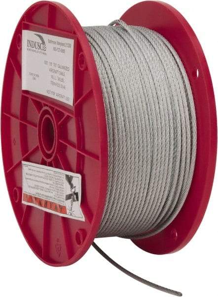 Value Collection - 1/8" Diam, Aircraft Cable - 1,700 Lb Breaking Strength, 7 x 7 Strand Core - Makers Industrial Supply