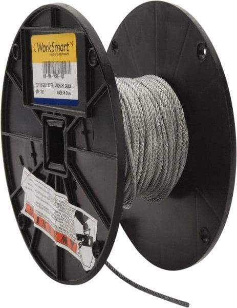 Value Collection - 1/8" Diam, Aircraft Cable - 1,700 Lb Breaking Strength, 7 x 7 Strand Core - Makers Industrial Supply