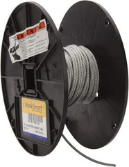 Value Collection - 1/8" Diam, Aircraft Cable - 1,700 Lb Breaking Strength, 7 x 7 Strand Core - Makers Industrial Supply