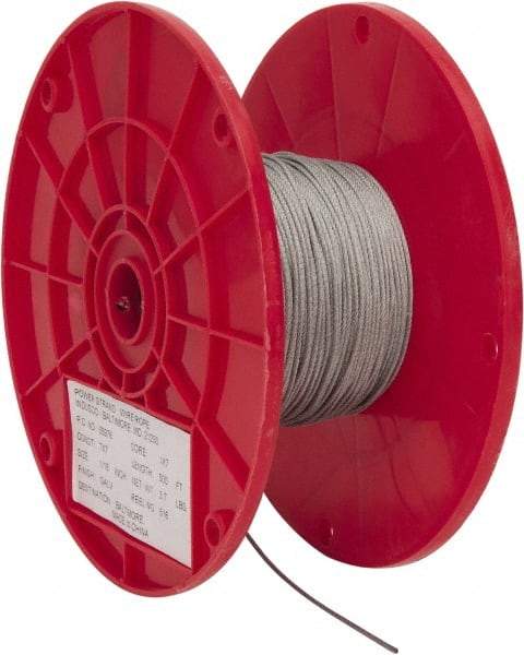 Value Collection - 1/16" Diam, Aircraft Cable - 480 Lb Breaking Strength, 7 x 7 Strand Core - Makers Industrial Supply