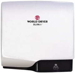 World Dryer - 950 Watt White Finish Electric Hand Dryer - 115/208/230 Volts, 8.3/3.7/4.1 Amps, 11-1/2" Wide x 10-11/16" High x 4" Deep - Makers Industrial Supply