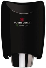 World Dryer - 1250 Watt Black Finish Electric Hand Dryer - 208/230 Volts, 1.8-5.2 Amps, 9-21/64" Wide x 12-1/2" High x 7-5/8" Deep - Makers Industrial Supply