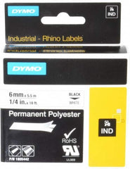 Dymo - 1/4" Wide x 216" Long, White Polyester Label Printer Cartridge - For RHINO 1000, 3000, 4200, 5000, 5200,6000, 6500 - Makers Industrial Supply