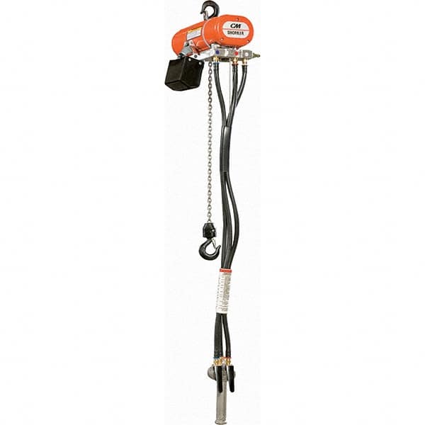 CM - 600 Lb Load Limit, 10' Max Height Air Chain Hoist - Makers Industrial Supply