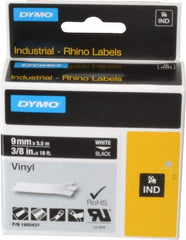 Dymo - 3/8" Wide x 216" Long, Black Vinyl Label Printer Cartridge - For RHINO 1000, 3000, 4200, 5000, 5200,6000, 6500 - Makers Industrial Supply