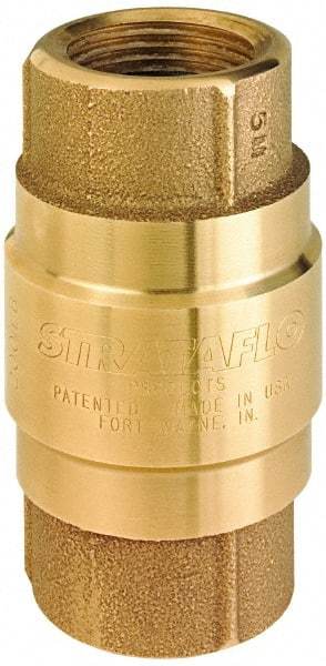 Strataflo - 3" Brass Check Valve - Inline, MNPT x MNPT, 200 WOG - Makers Industrial Supply