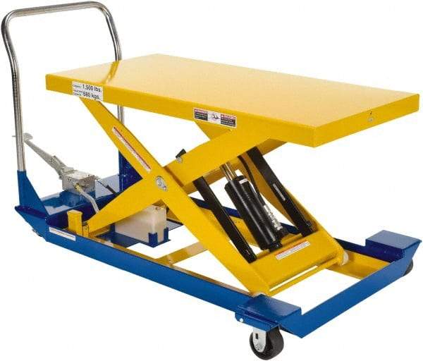 Vestil - 1,500 Lb Capacity Manual Scissor Lift - 9" to 42-1/2" Lift Height, 48" Platform Length x 24" Platform Width - Makers Industrial Supply