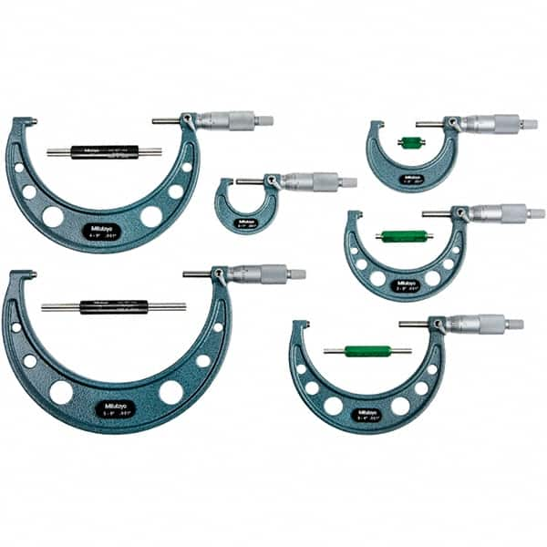 Mitutoyo - Mechanical Outside Micrometer Sets Minimum Measurement (Decimal Inch): 0.0000 Maximum Measurement (Decimal Inch): 6.0000 - Makers Industrial Supply