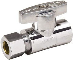 Value Collection - Sweat 1/2 Inlet, 125 Max psi, Chrome Finish, Brass Water Supply Stop Valve - 3/8 Compression Outlet, Straight, Chrome Handle, For Use with Any Water Supply Shut Off Application - Makers Industrial Supply