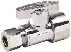 Value Collection - FIP 1/2 Inlet, 125 Max psi, Chrome Finish, Brass Water Supply Stop Valve - 3/8 Compression Outlet, Straight, Chrome Handle, For Use with Any Water Supply Shut Off Application - Makers Industrial Supply