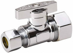 Value Collection - Compression 5/8 Inlet, 125 Max psi, Chrome Finish, Brass Water Supply Stop Valve - 3/8 Compression Outlet, Straight, Chrome Handle, For Use with Any Water Supply Shut Off Application - Makers Industrial Supply