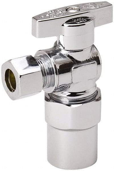 Value Collection - CPVC 1/2 Inlet, 125 Max psi, Chrome Finish, Brass Water Supply Stop Valve - 3/8 Compression Outlet, Angle, Chrome Handle, For Use with Any Water Supply Shut Off Application - Makers Industrial Supply