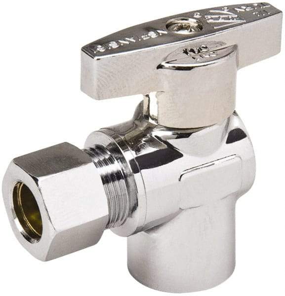 Value Collection - Sweat 1/2 Inlet, 125 Max psi, Chrome Finish, Brass Water Supply Stop Valve - 3/8 Compression Outlet, Angle, Chrome Handle, For Use with Any Water Supply Shut Off Application - Makers Industrial Supply