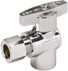 Value Collection - FIP 3/8 Inlet, 125 Max psi, Chrome Finish, Brass Water Supply Stop Valve - 3/8 Compression Outlet, Angle, Chrome Handle, For Use with Any Water Supply Shut Off Application - Makers Industrial Supply