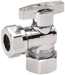 Value Collection - Compression 5/8 Inlet, 125 Max psi, Chrome Finish, Brass Water Supply Stop Valve - 7/16 Compression Outlet, Angle, Chrome Handle, For Use with Any Water Supply Shut Off Application - Makers Industrial Supply