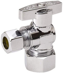 Value Collection - Compression 5/8 Inlet, 125 Max psi, Chrome Finish, Brass Water Supply Stop Valve - 3/8 Compression Outlet, Angle, Chrome Handle, For Use with Any Water Supply Shut Off Application - Makers Industrial Supply