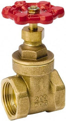 Value Collection - 1" Pipe, Class 150, IPS Brass Wedge Compact Gate Valve - 200 WOG, 200 WSP, Screw Over Bonnet, For Use with Water, Oil & Gas - Makers Industrial Supply