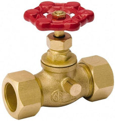 Value Collection - 3/4" Pipe, 125 psi WOG Rating, Brass Stop & Waste Valve - Lobe Type Handle, Comp End Connections, Use with Water, Oil, Air - Makers Industrial Supply