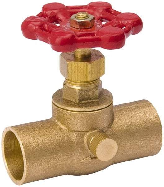 Value Collection - 3/4" Pipe, 125 psi WOG Rating, Brass Stop & Waste Valve - Lobe Type Handle, C x C End Connections, Use with Water, Oil, Air - Makers Industrial Supply