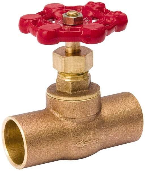 Value Collection - 1/2" Pipe, 125 psi WOG Rating, Brass, Stop Valve - Lobe Type Handle, C x C End Connections, Use with Water, Oil, Air - Makers Industrial Supply