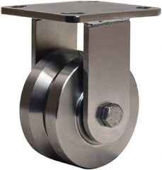 Hamilton - 4" Diam x 2" Wide, Stainless Steel Rigid Caster - 850 Lb Capacity, Top Plate Mount, 4" x 4-1/2" Plate, Stainless Steel Precision Ball Bearing - Makers Industrial Supply