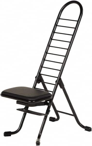 Vestil - 16-3/4" Wide x 21-1/4" Deep x 13" & 34" High, Steel Folding Chair with 1" Padded Seat - Black - Makers Industrial Supply