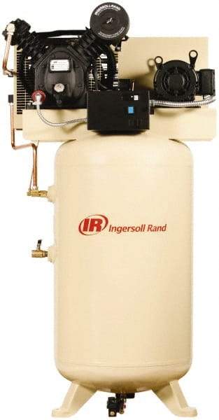 Ingersoll-Rand - 7.5 hp, 80 Gal Stationary Electric Vertical Air Compressor - Three Phase, 175 Max psi, 24 CFM, 460 Volt - Makers Industrial Supply