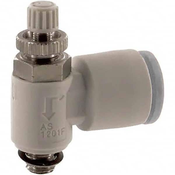 SMC PNEUMATICS - Speed & Flow Control Valves Valve Type: Flow Control Elbow Male Thread Size: 10-32 UNF - Makers Industrial Supply