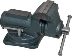 Wilton - 4" Jaw Width, 2-1/4" Opening Capacity, 2" Throat Depth, Steel Swivel Bench Vise - Bolt Down Base Attachment, 10.1" Long x 5.3" Wide x 5.3" High - Makers Industrial Supply