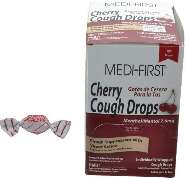 Medique - Cherry Flavor Medi-First Cough Drops Lozenges - Sore Throat Relief - Makers Industrial Supply