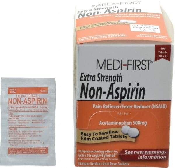 Medique - Medi-First Extra-Strength Non-Aspirin Tablets - Headache & Pain Relief - Makers Industrial Supply