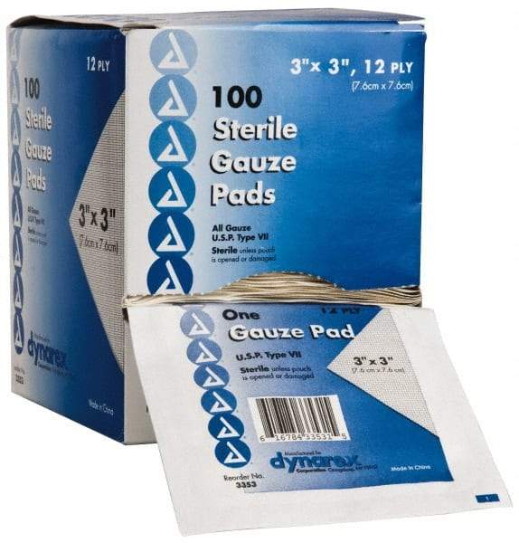 Medique - 3" Long x 3" Wide, General Purpose Pad - Gauze Bandage - Makers Industrial Supply