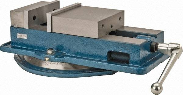 Interstate - 8" Jaw Width, 8-1/4" Jaw Opening Capacity, Horizontal Swivel Machine Vise - Manual Operation, 1 Station, 21-3/4" Long x 5-5/16" High x 2" Deep, 2" Jaw Height - Makers Industrial Supply