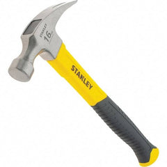 Stanley - 16 oz Head, Straight Rip Claw Hammer - 12.8" OAL, Steel Head, 1.1" Face Diam, Smooth Face, Fiberglass Handle with Grip - Makers Industrial Supply