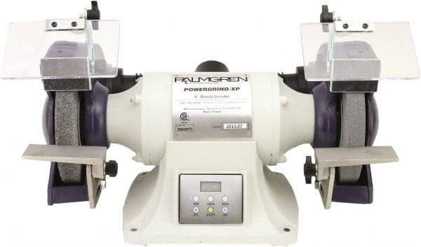 Palmgren - 8" Wheel Diam x 1" Wheel Width, 1 hp Grinder - 5/8" Arbor Hole Diam, 1 Phase, 3,600 Max RPM, 115/240 Volts - Makers Industrial Supply