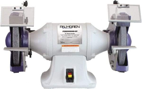 Palmgren - 10" Wheel Diam x 1" Wheel Width, 1-1/2 hp Grinder - 1" Arbor Hole Diam, 1 Phase, 1,725 Max RPM, 115/230 Volts - Makers Industrial Supply