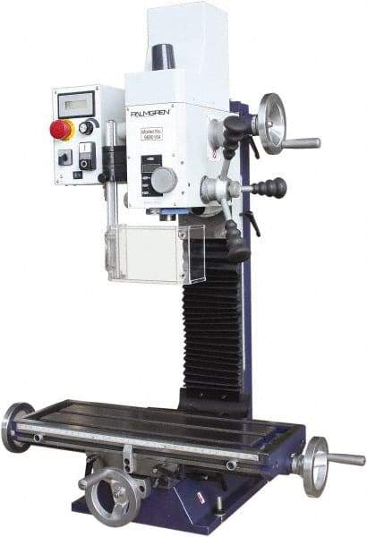 Palmgren - 7" Table Width x 19-11/16" Table Length, Electronic Variable Speed Control, 1 Phase Knee Milling Machine - 2MT Spindle Taper, 1-1/4 hp - Makers Industrial Supply