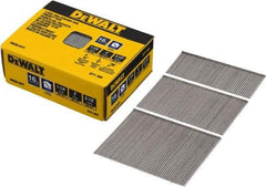 DeWALT - 16 Gauge 2-1/2" Long Finishing Nails for Power Nailers - Steel, Bright Finish, Smooth Shank, Angled Stick Collation, Round Head, Chisel Point - Makers Industrial Supply