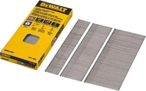 DeWALT - 18 Gauge 2" Long Brad Nails for Power Nailers - Steel, Bright Finish, Smooth Shank, Angled Stick Collation, Round Head, Chisel Point - Makers Industrial Supply