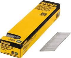 DeWALT - 15 Gauge 1-1/2" Long Finishing Nails for Power Nailers - Steel, Bright Finish, Smooth Shank, Angled Stick Collation, Round Head, Chisel Point - Makers Industrial Supply