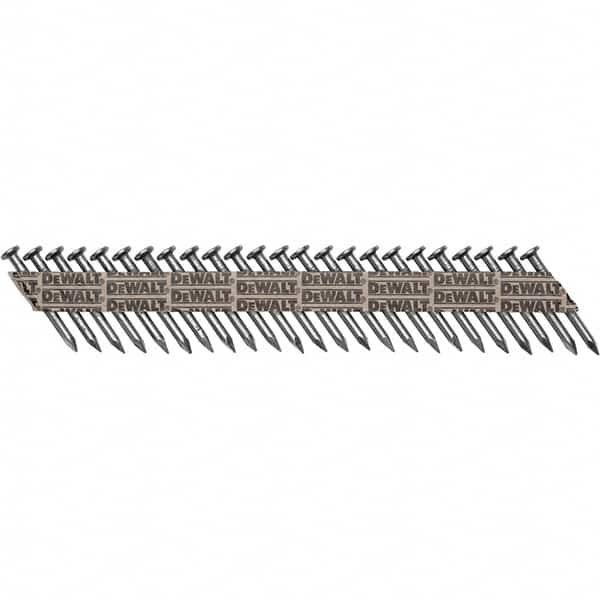 DeWALT - 9 Gauge 1-1/2" Long Metal Connecting Nails for Power Nailers - Steel, Bright Finish, Smooth Shank, Angled Stick Collation, Round Head - Makers Industrial Supply