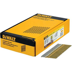 DeWALT - 9 Gauge 3-1/4" Long Framing Nails for Power Nailers - Steel, Galvanized Finish, Smooth Shank, Angled Stick Collation, Round Head - Makers Industrial Supply