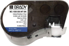 Brady - 1-1/2" Wide, Black & White Vinyl Labels - For BMP51 Label Printer, BMP53 Label Printer - Makers Industrial Supply