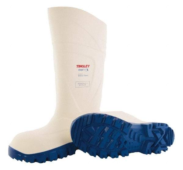 Tingley - Unisex Size 6 Medium Width Steel Knee Boot - White, Blue, Polyurethane Upper, Polyurethane Outsole, 15" High, Pull-On - Makers Industrial Supply